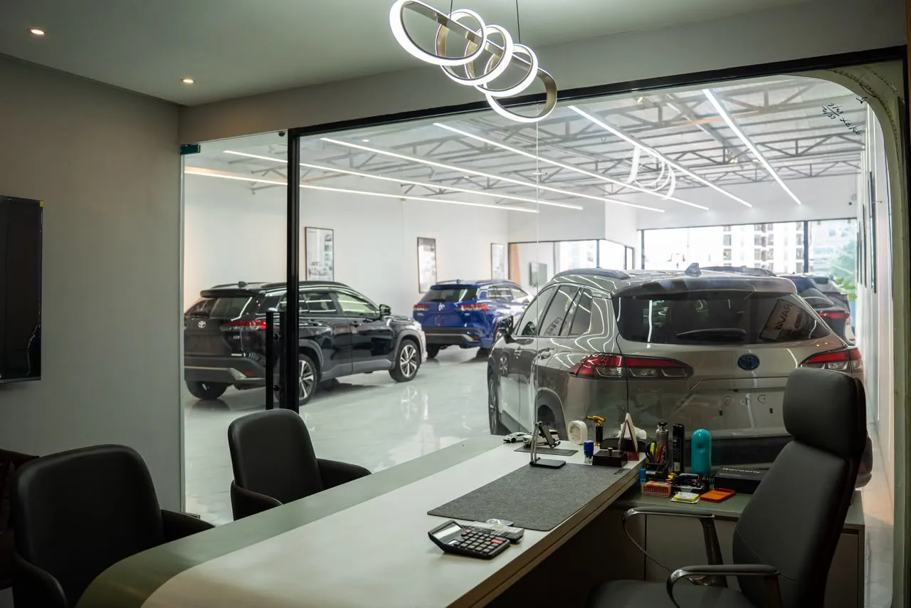 Sales desk overlooking the showroom